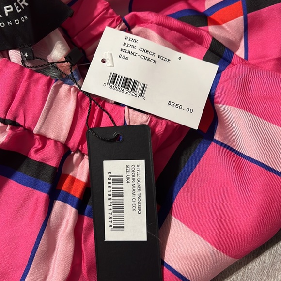 PAPER London Miami check pink check wide leg boxer trousers - Picture 2 of 3